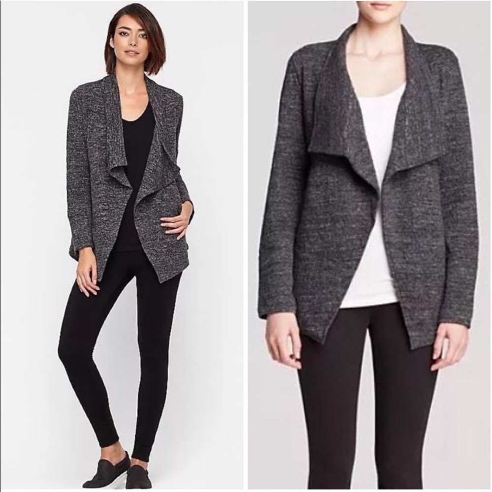 Eileen Fisher Charcoal Drape Front Cardigan